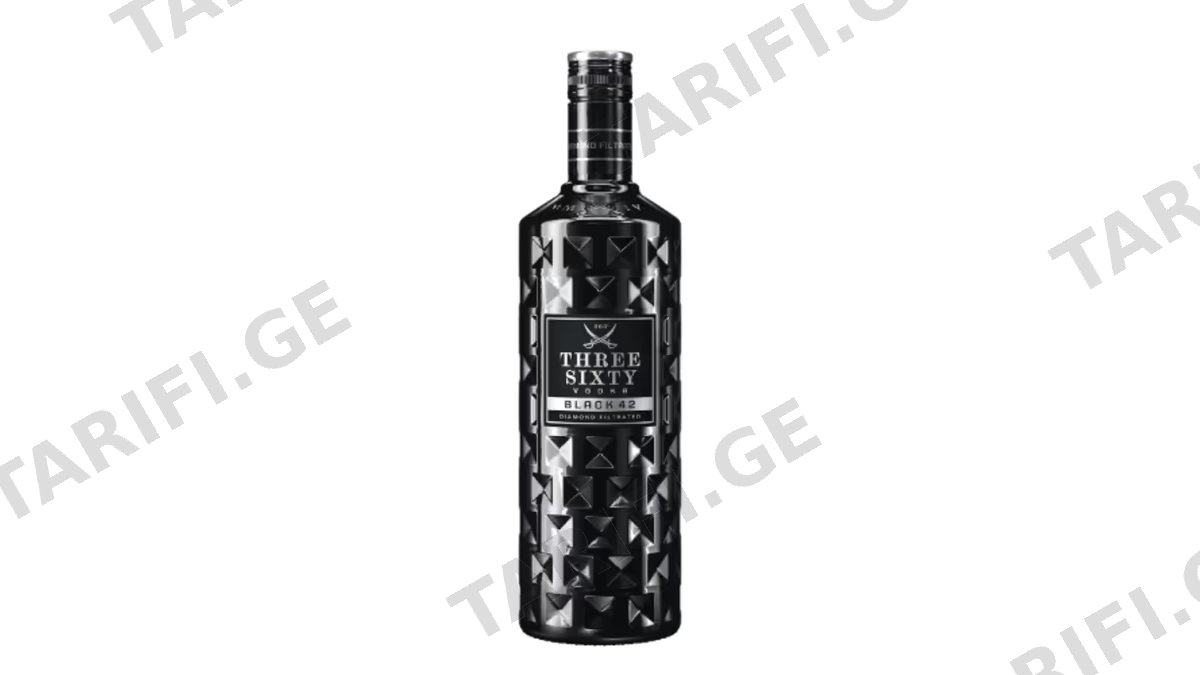 არაყი/ Three Sixty/ Black 42%/ ბრილიანტში გაფილტრული/ 6*700 მლ