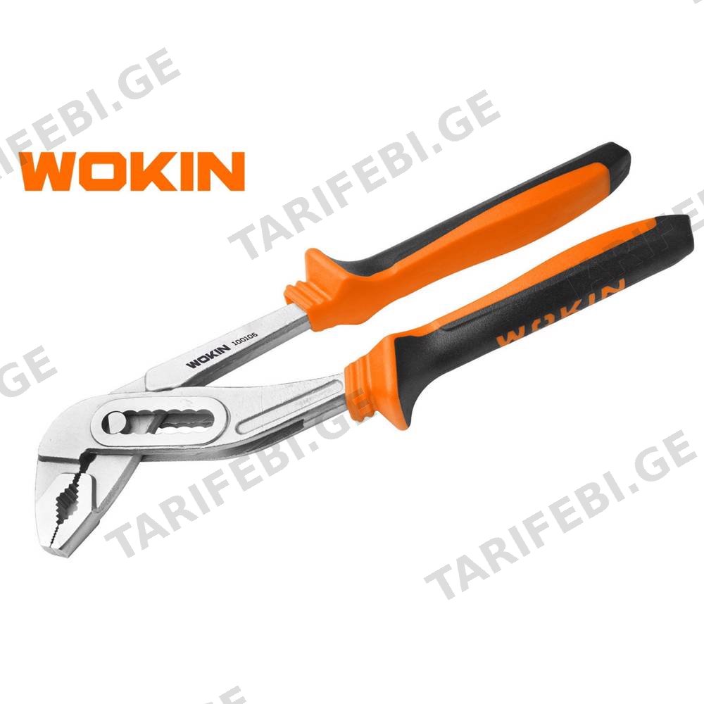 ბრტყელტუჩა Wokin 100510, 250mm WATER PUMP PLIERS, Black/Orange