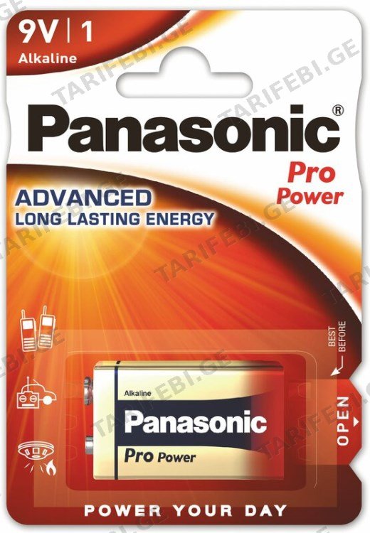 ელემენტი ალკალინი Panasonic 6LR61 ProPower 9V (კრონა)