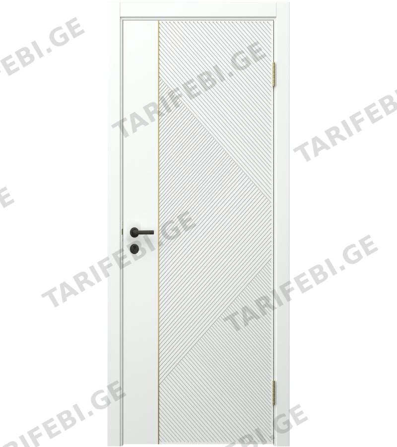 კარი MDF Соло-4 Молдинг Золото ზომა. 70*2150 ფერი. 9003 Белая