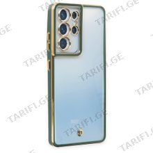 Samsung Galaxy S21 Ultra Liva lense Case სილიკონის ქეისი - მწვანე