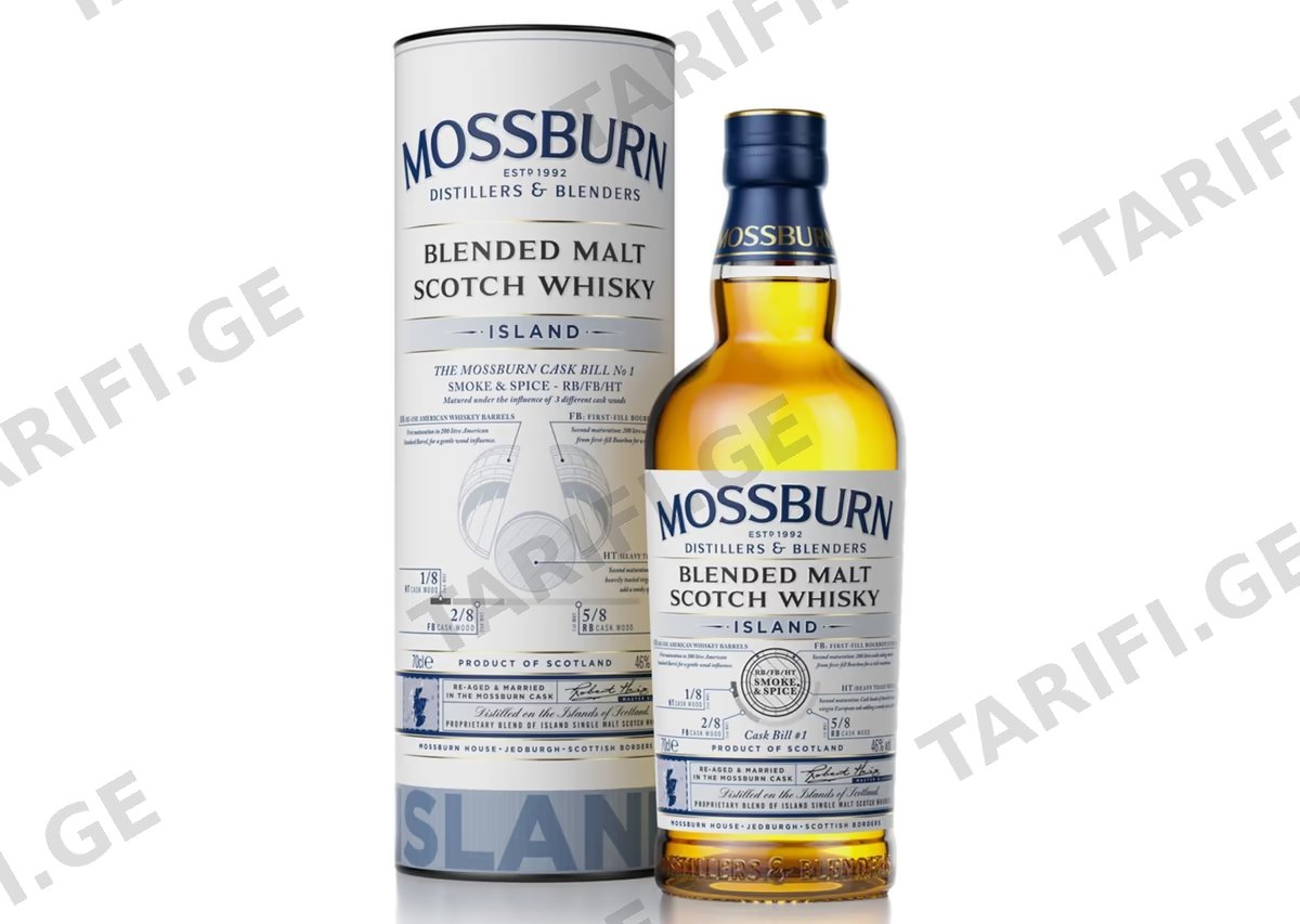 შოტლანდიური ვისკი Mossburn Cask 1 Island Blended Malt - 0.7L