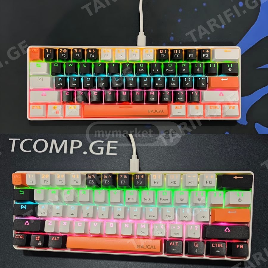 Bajeal 61 Key keyboard Blue Switch HOT Swap White/Black/Orან