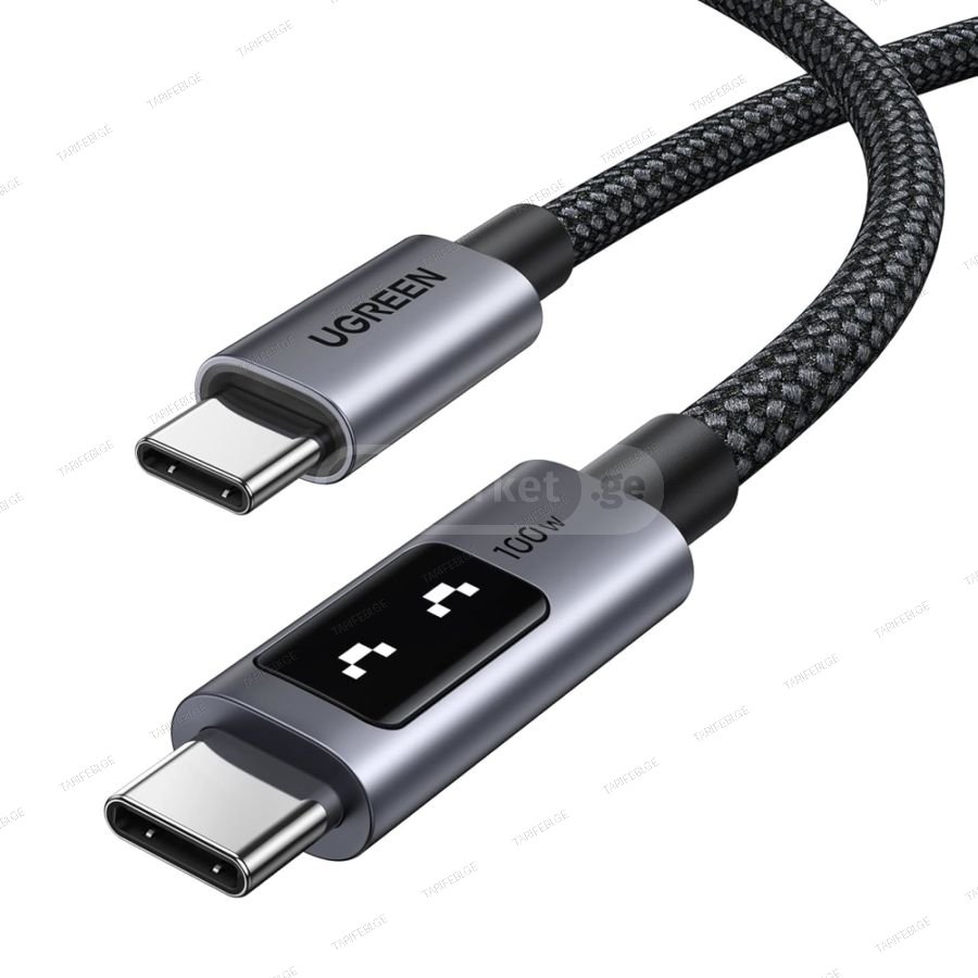 USB კაბელი UGREEN Uno L509 (45612), 100W, Type-C to Type-C,