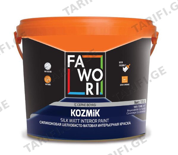 15 ლ ინტერიერის სილიკონიანი თეთრი საღებავი FAWORI KOZMIK