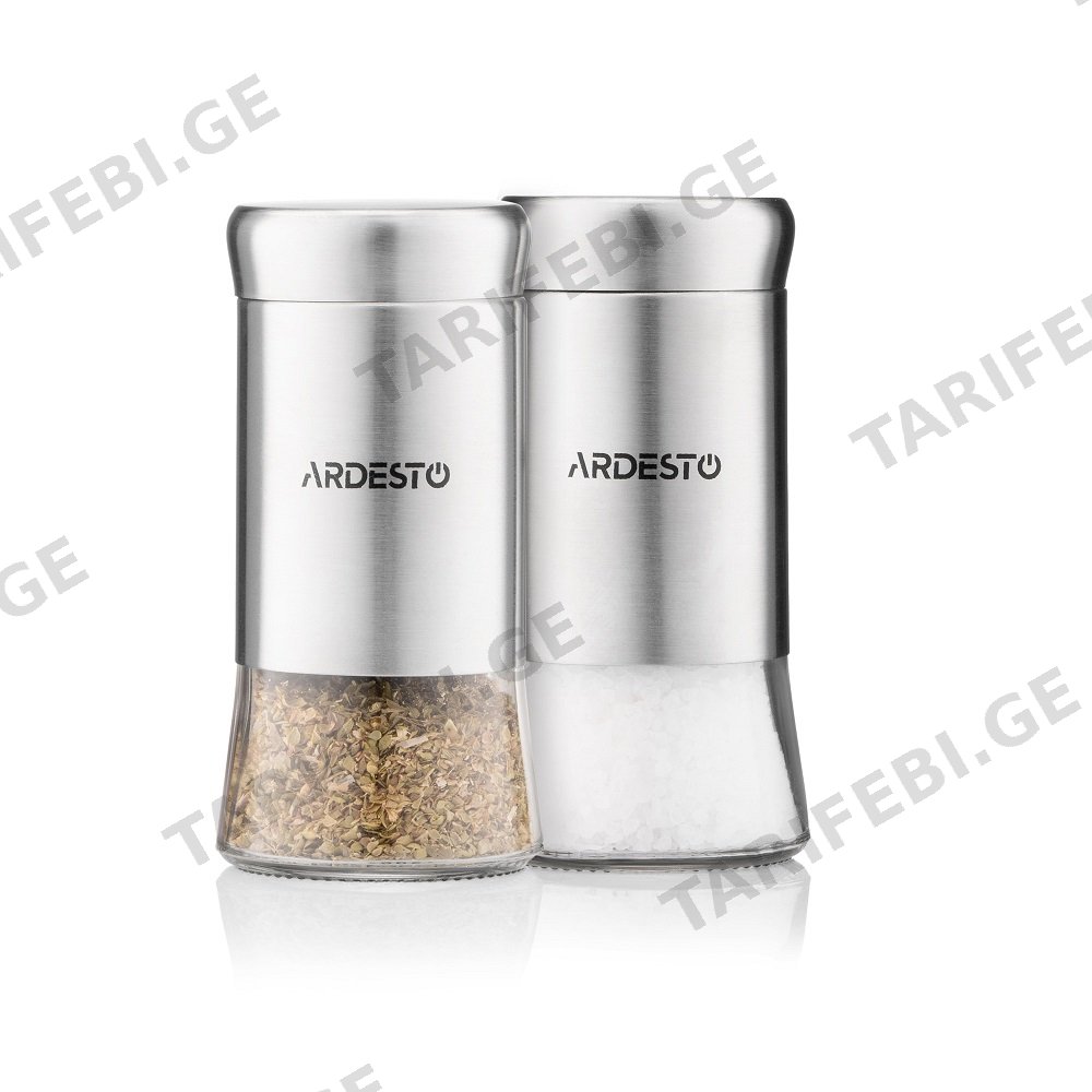 სამარილე და საპილპილე Ardesto AR1511SS Gemini, Spices Shakers Set, Transparent/Stainless Steel