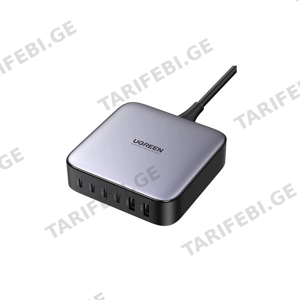 დამტენი UGREEN CD271 (40914) Nexode, 200W, 4x Type-c, 2x USB, Space Gray