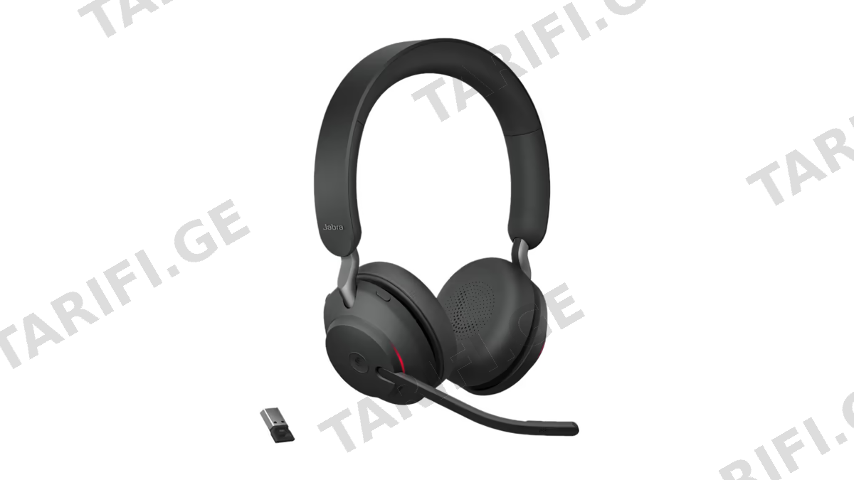 ყურსასმენი Jabra 26599-999-999 Evolve2 65 Link380a MS Stereo, Headset, Wireless, USB-A, BT, Black