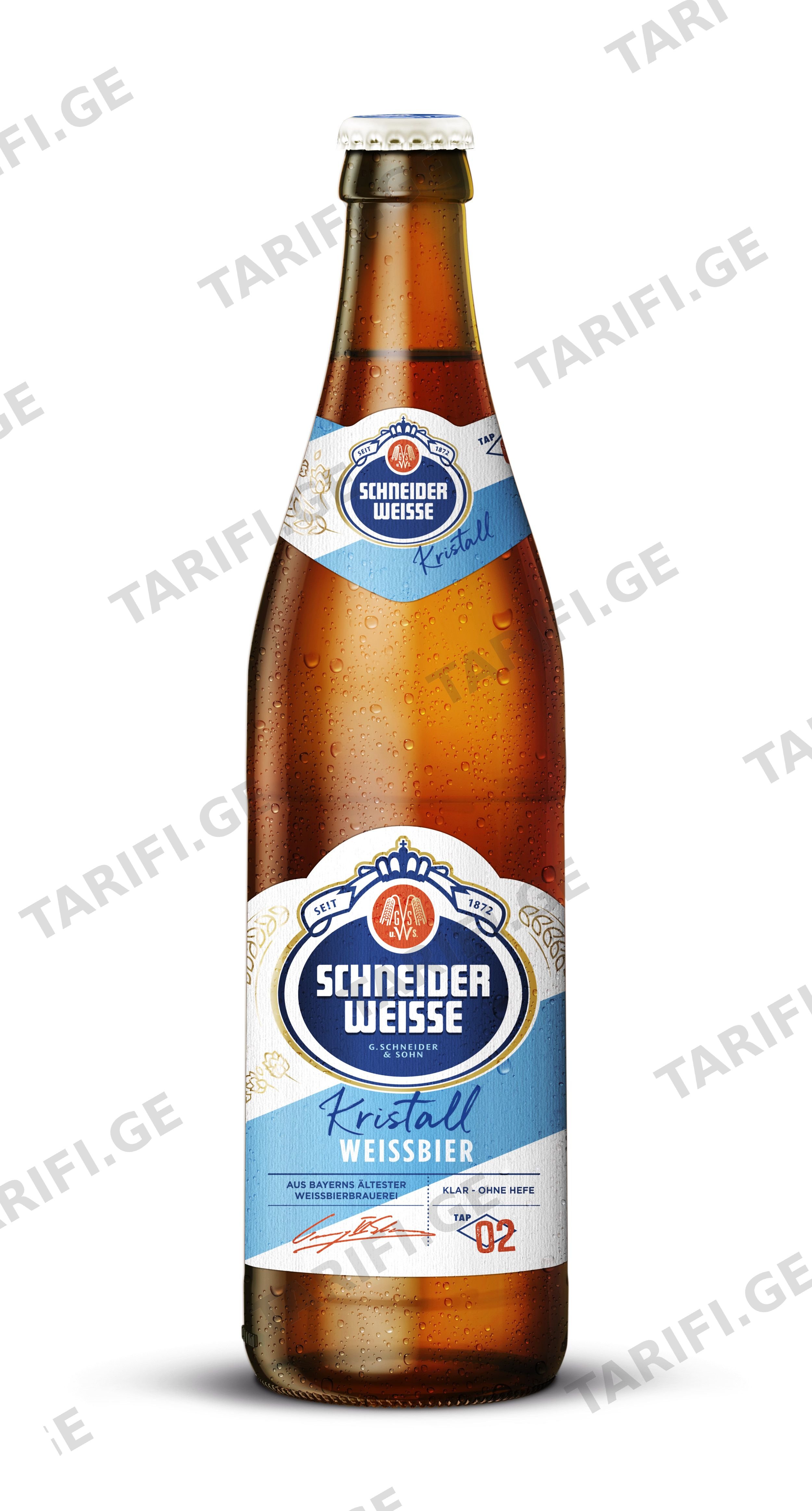 ლუდი / Schneider Weisse/ ჩამოსხმა 2 -„კრისტალი“გაფილტრული 4, 9 % 0.5მლ