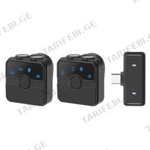 PULUZ Wireless 2x Microphone with case უსადენო სამკერდე მიკროფონი Type-C