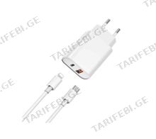 WiWU PD+ QC Charger+ Cable Sets EU plug+ C to L Wi-U002 C-L White