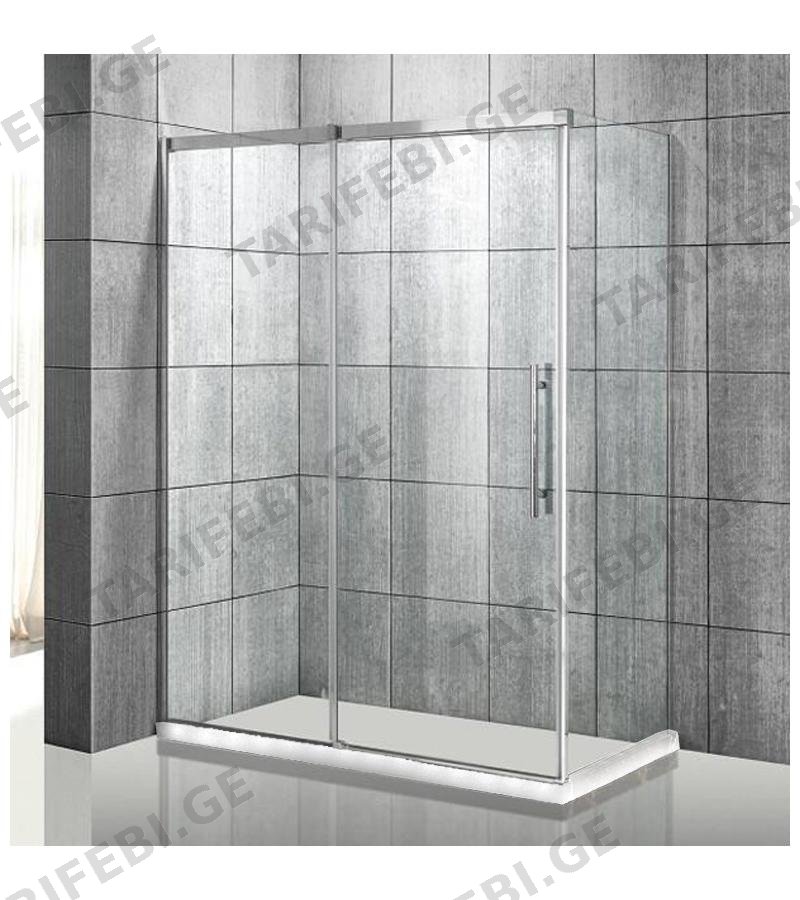 საშხაპე კაბინის მინის კომპლ. KS-1100-9-12 ზომა. 90*120*190 სმ R მარჯ. თეთრ კანტით 5*6 სმ Aokelya