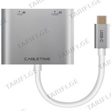 CABLETIME CT-C160-PU31-CMHV-S0.15 PREMIUM Type-C USB ჰაბი
