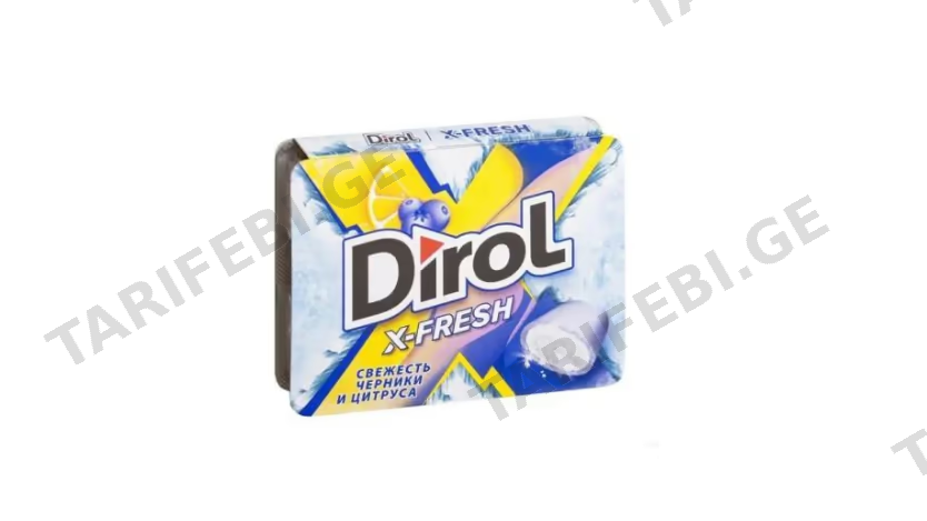 "დიროლი"- საღეჭი რეზინი X ფრეში მოცვი და ციტრუსი 16გ