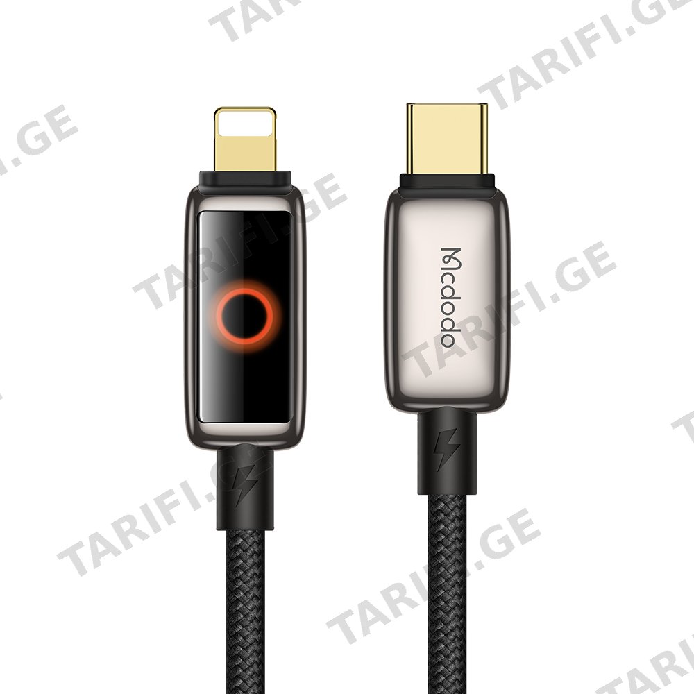 კაბელი Mcdodo Auto Power Off 36W USB-C to Lightning with Breathing Light LED Display Data Cable 1.2m CA-6670