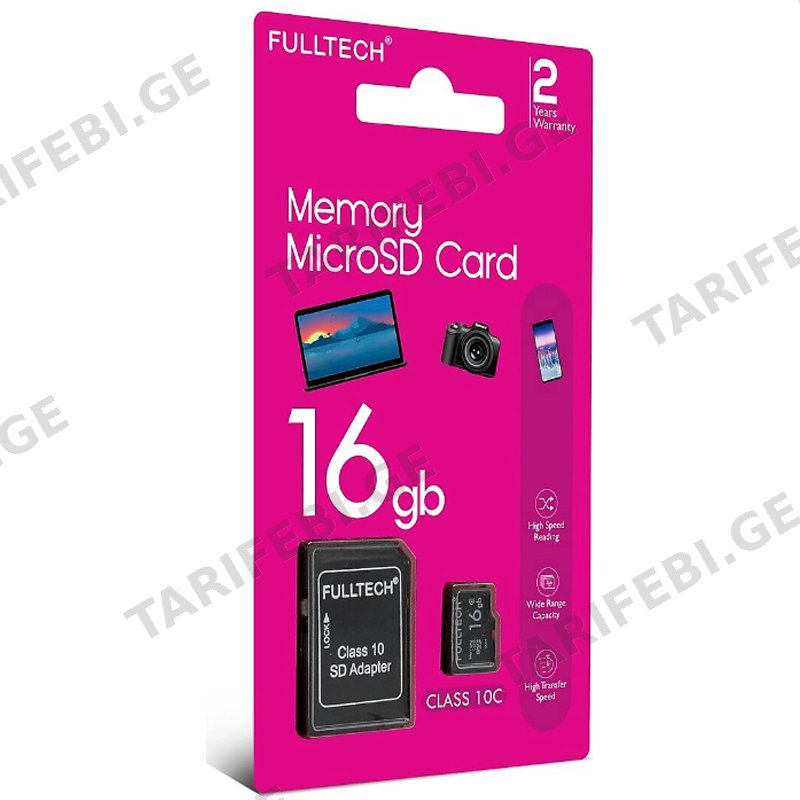 მეხსიერების ბარათი FULLTECH MICROSD CARD 16GB