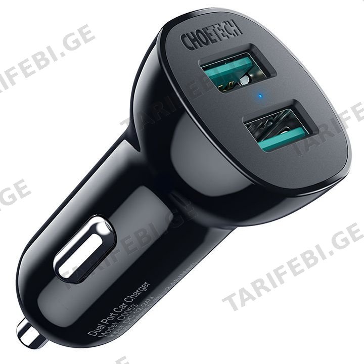 დამტენი მოწყობილებობები Choetech C0051-V5 36W QC 3.0 Dual USB-A Car Charger
