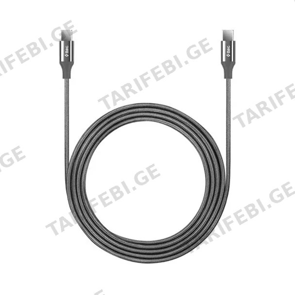 კაბელი (TYPE-C - TYPE-C) TTEC AlumiCable TYPE-C - 200CM 65W Fast Charge Cable Grey 2DK51UG