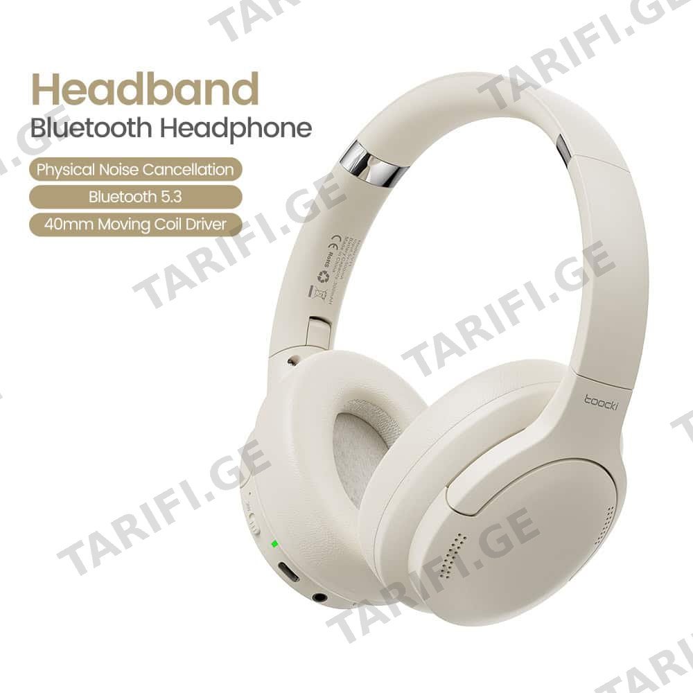 ყურსასმენი Toocki Overhead Wireless BT 5.3 Sport Earphone TTWS-EY02 Beige