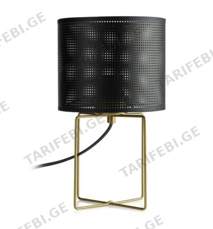 მაგიდის სანათი Luminex Loft h150 ლითონი ოქროსფერი Ø180 შავი 5292