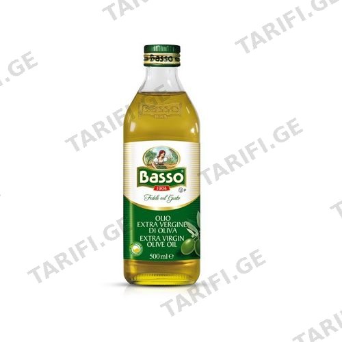 ზ/ზ - ზეთი ზეითუნის Basso პირველადი ცივი დაწურვის 500მლ 0284 Basso - Extra Virgin Olive Oil 500ml 0284