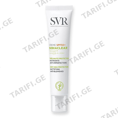ესვიერი SVR - SEBIACLEAR სახის კრემი დამატენიანებელი SPF50+ მატირების ეფექტით კომბინ/ცხიმიანი/აკნესკენ მიდრეკილი კანის 40მლ