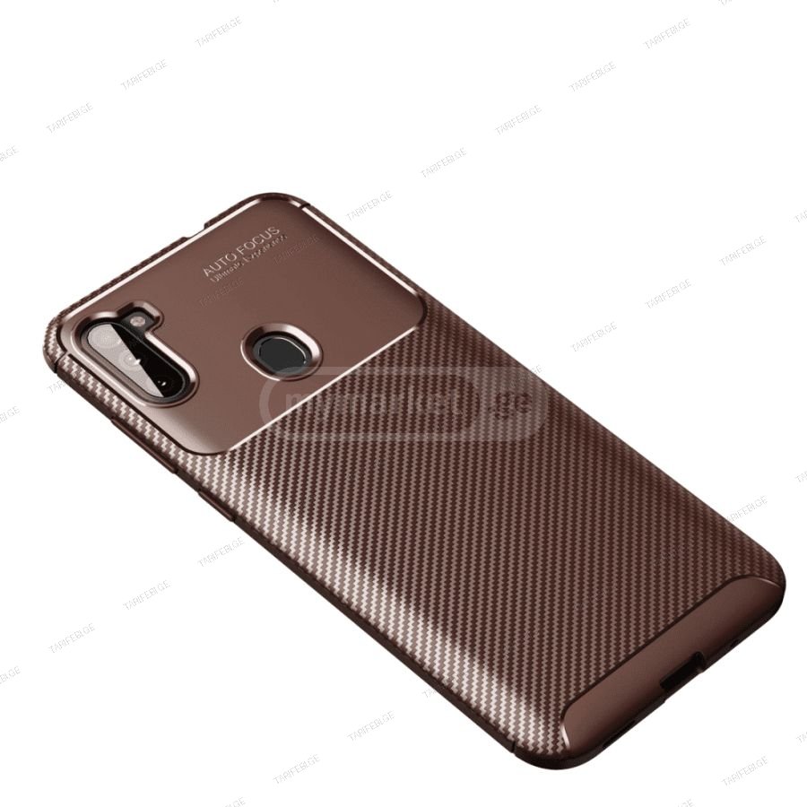 კარბონის ქეისი Samsung Galaxy A11 Focus Carbon Case - ყავისფ