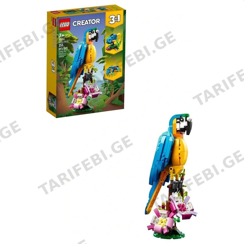 კონსტრუქტორი ეგზოტიკური თუთიყუში LEGO CREATOR 31136