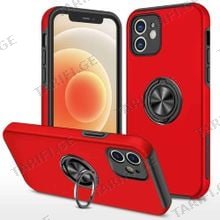 iPhone 12 Elit Ring Case სილიკონის ქეისი ბეჭდით - წითელი