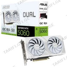 ASUS DUAL OC GEFORCE RTX 5060 8GB GDDR7 128BIT WHITE ვიდეო დაფა