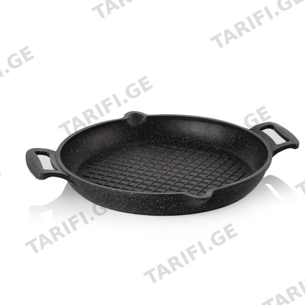 თუჯის ტაფა SCHAFER FAMOS FIREPROOF CAST IRON GRILL PAN 30 სმ ნაცრისფერი