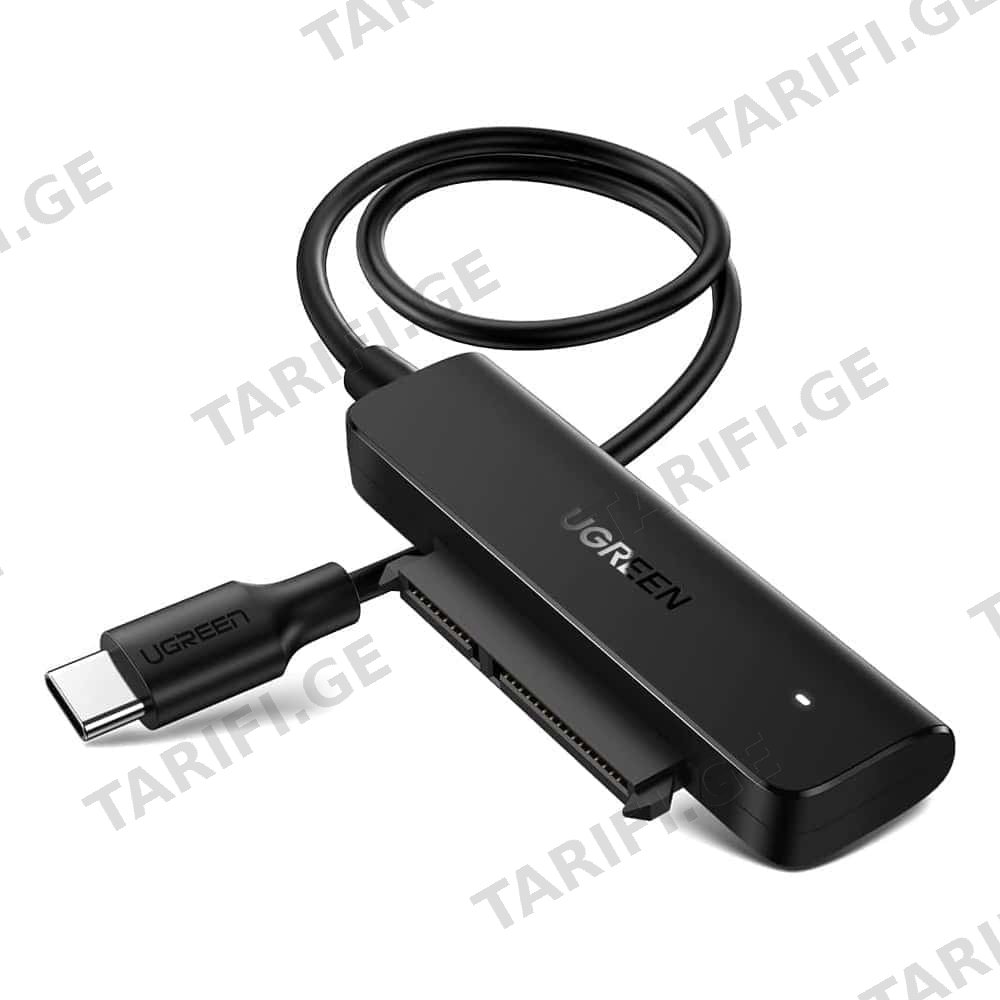 Type-C ადაპტერი UGREEN CM321 (70610), Type-C 3.0 to 2.5-Inch SATA Converter, 50cm, Black