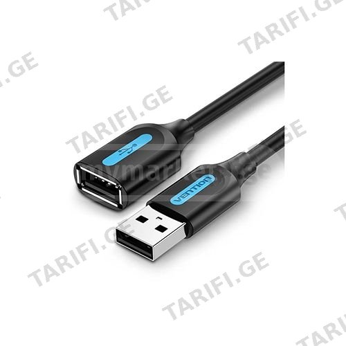 USB დამაგრძელებელი - Vention USB 2.0 Black PVC Type 1m