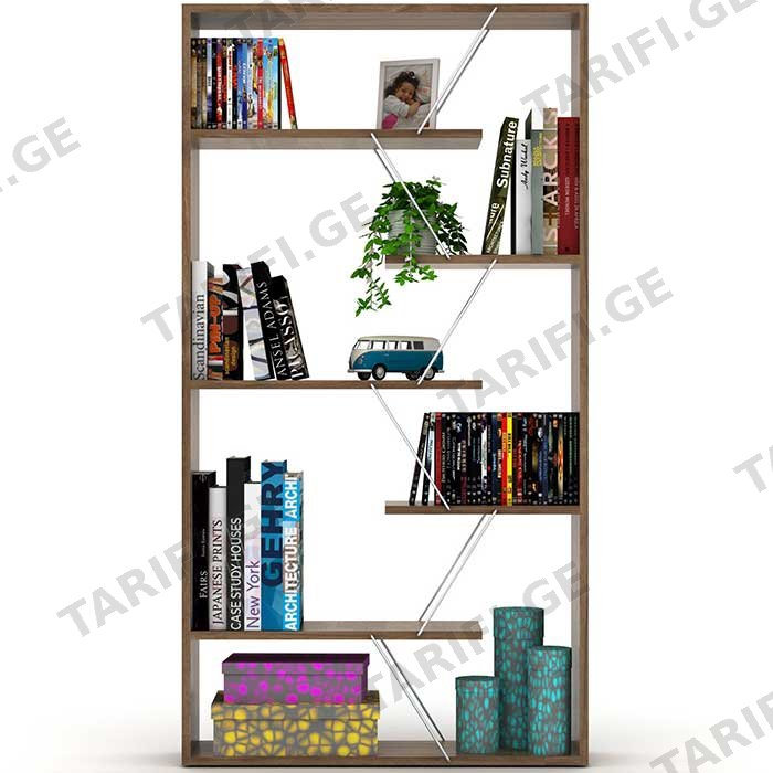 წიგნის თარო COMFORT ROOM TARS BOOKCASE (WALNUT-CHROMIUM) RF160302 (84*15*24 CM)
