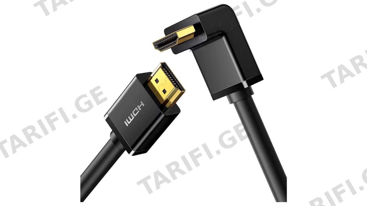 HDMI კაბელი UGREEN HD103 (10173), 4K HDMI Cable Male to Male, 90 Degree, 2m, Black