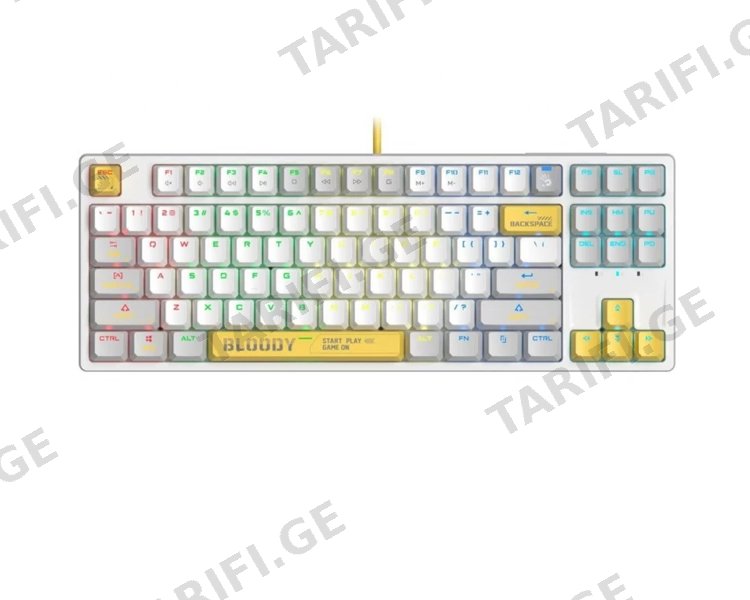 კლავიატურა A4Tech Bloody S87 RGB Mechanical Red Plus Switch Keyboard Energy White
