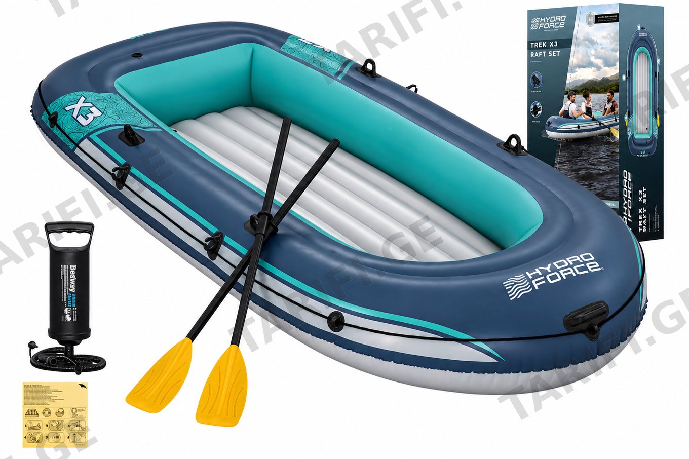 გასაბერი ნავი BestWay x3 raft set 3 ადგილიანი