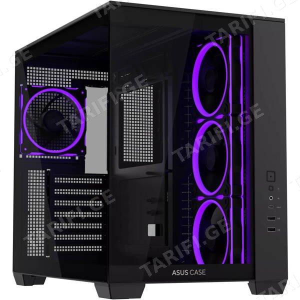 ქეისი Asus 90DC00S0-B19000 A32 PLUS, Computer Case, MidT, ATX, Micro-ATX, Mini-ITX, 2×USB‑A, Type‑C, 3.5mm, Black