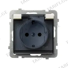 როზეტი დამიწებით და თავსახურით Ospel Sonata GPH-1RS/m/27/d 1 განყოფილებიანი IP44 ჩალისფერი