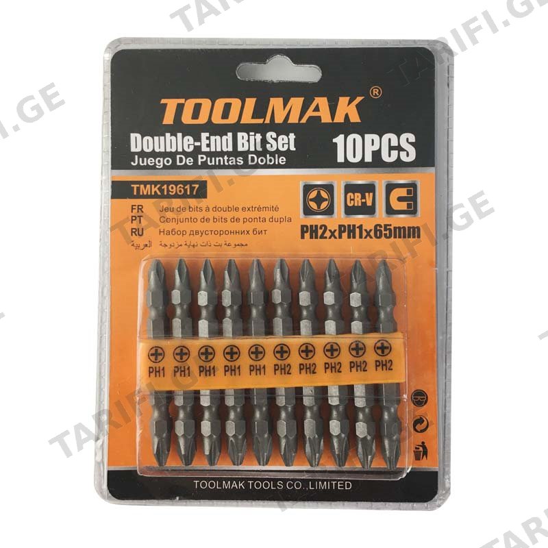 ორმხრივი ბიტები Toolmak TMK19617 PH2xPH1 65 მმ 10 ც
