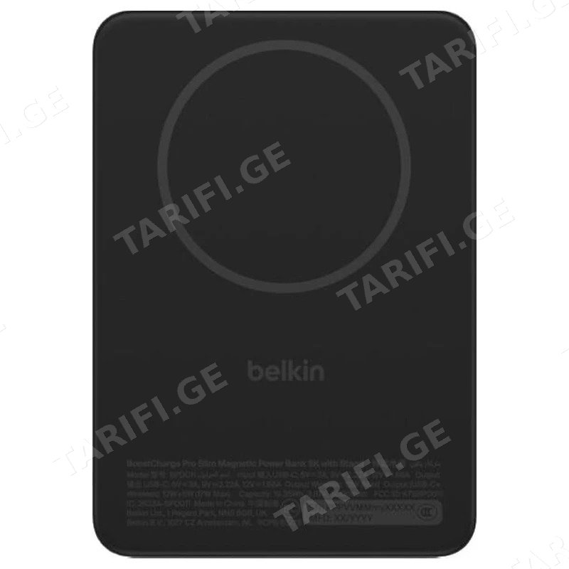 პორტატული დამტენი BELKIN SLIM MAGNETIC WIRELESS POWER BANK QI2 15W 5000MAH სადგამით BPD011HQBK შავი Black
