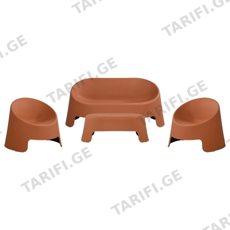 ეზოს ავეჯის კომპლექტი COMFORT ROOM 1856SET-ORANGE პლასტმასის სამეული მაგიდით ნარინჯისფერი