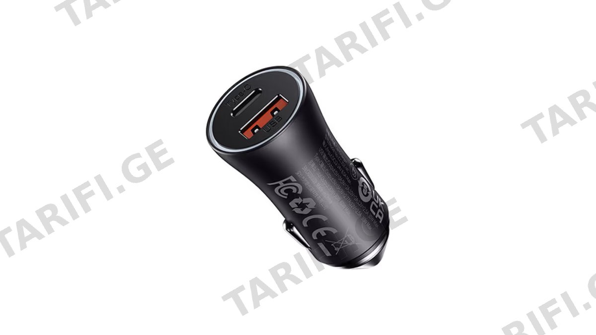 Baseus Golden Contactor Max Dual Fast Charger Car Charger USB/Type-C 60W CGJM000113