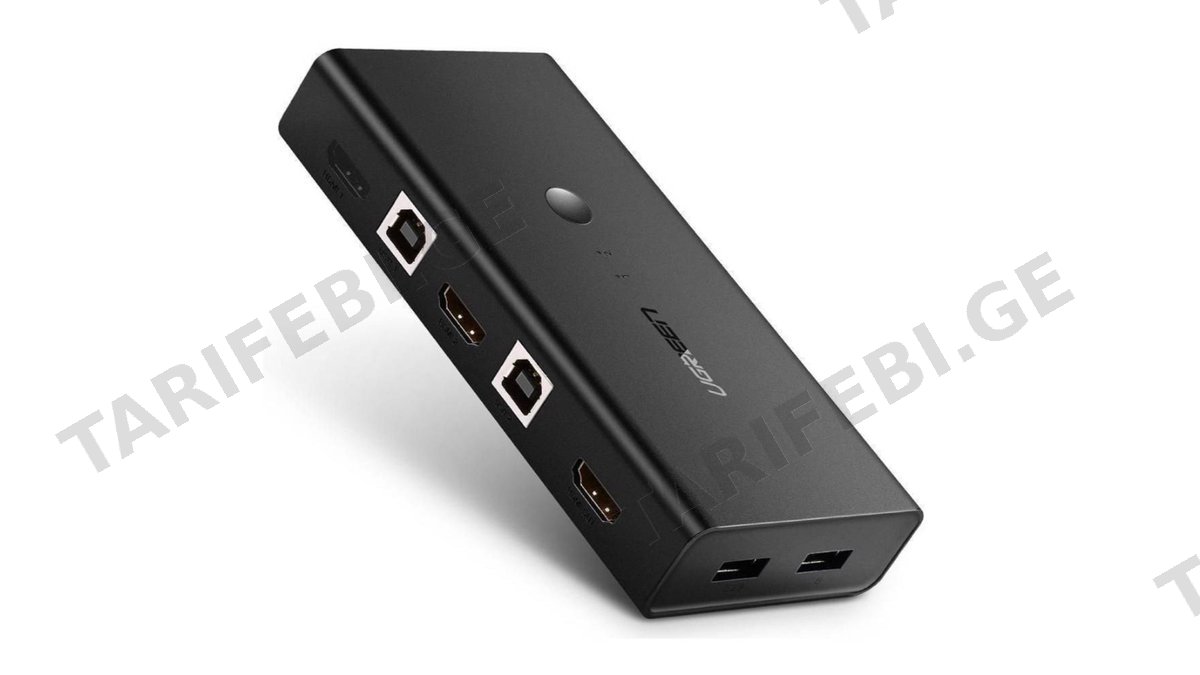 KVM სვიჩი UGREEN CM200 (50744), HDMI 2 IN 1 KVM Switcher, 4K*2K@30HZ, Black