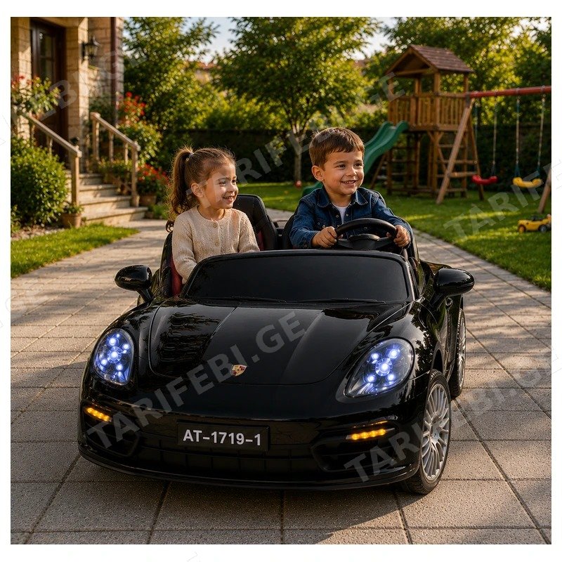 საბავშვო ელექტრო მანქანა PORSCHE AT-1719-B ორადგილიანი (2 ძრავა, 12V)