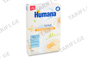 ჰუმანა რძიანი ფაფა 5 მარცვალი კექსით 200გრ 603016 Humana Milk Porridge 5 Grains with Muffins 200g 603016