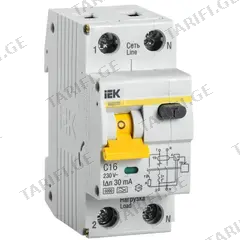 დიფერენციალური ავტოამომრთველი IEK C16 16А 30mA