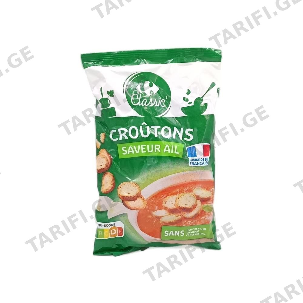 Carrefour კლასიკური ნივრის არომატიანი კრუტონები 90 გ
