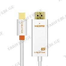 CABLETIME CT-AV588-03G4K60-W1.8 CABLETIME Mini DP To HDMI Cable, Mini DP Male To HDMI Male Support Ultra HD 4K/60HZ (3840*2160p)