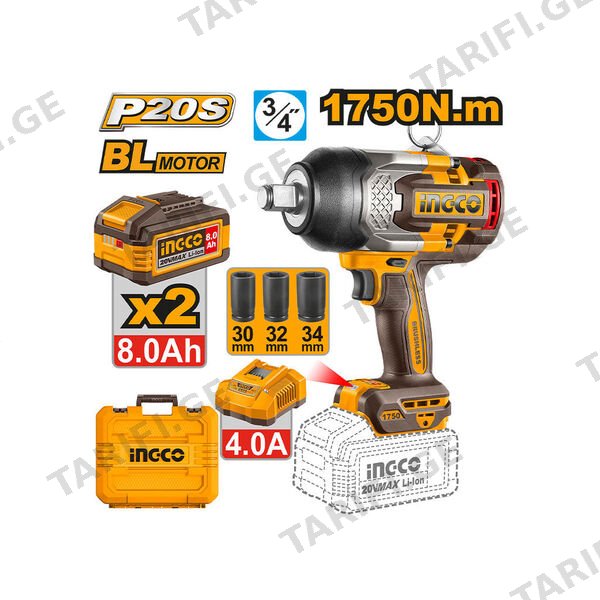 ელექტრო ქანჩის მოსახსნელი 20V Li-Ion Proline (CIWLI20175) INGCO